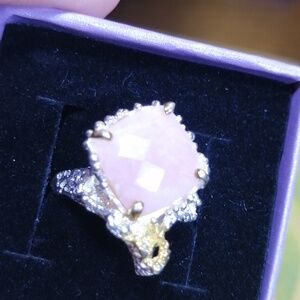 Gorgeous Faceted Soft Pink Opal Silver 925 Ring Size 8, Lilac Gift Box